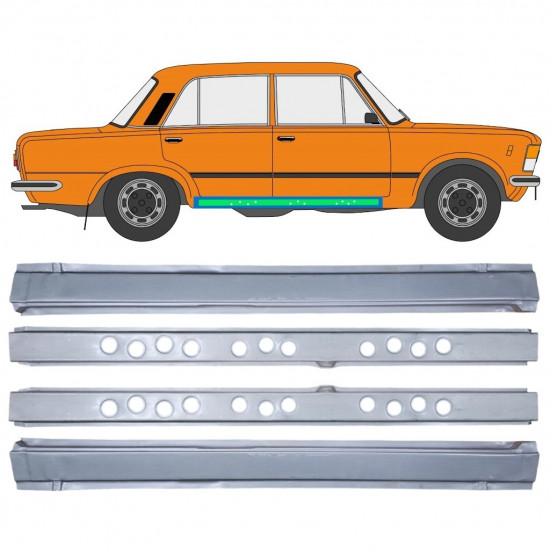 Slenkstis vidinė + išorinė dalis už Fiat 125p 1968-1991 / Rinkinys 12548