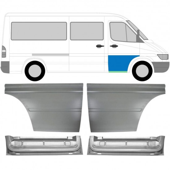 Priekinių durų vidinė + išorinė dalis už Mercedes Sprinter 1995-2006 / Kairė + Dešinė / Rinkinys 10510