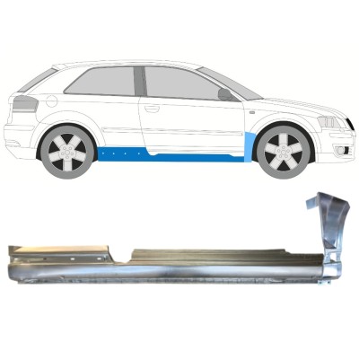 Visas slenkstis + priekinio sparno apatinė dalis už Audi A3 8P 2003-2012 / Dešinė / Rinkinys 14706