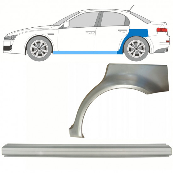 Slenkstis apatinė + sparnas galinis už Alfa Romeo 159 2005-2012 / Kairė / Rinkinys 10317