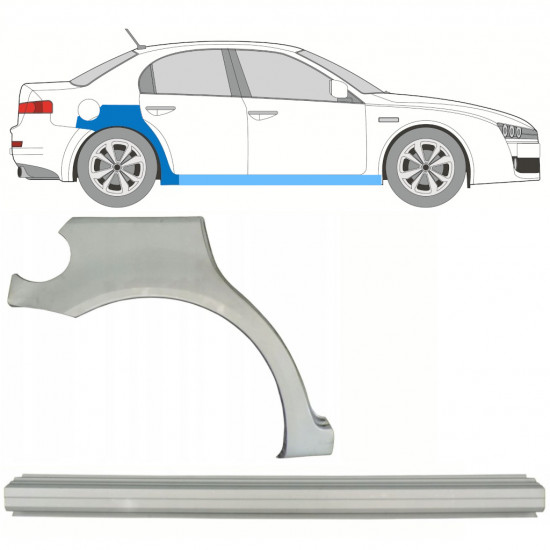 Slenkstis apatinė + sparnas galinis už Alfa Romeo 159 2005-2012 / Dešinė / Rinkinys 10316