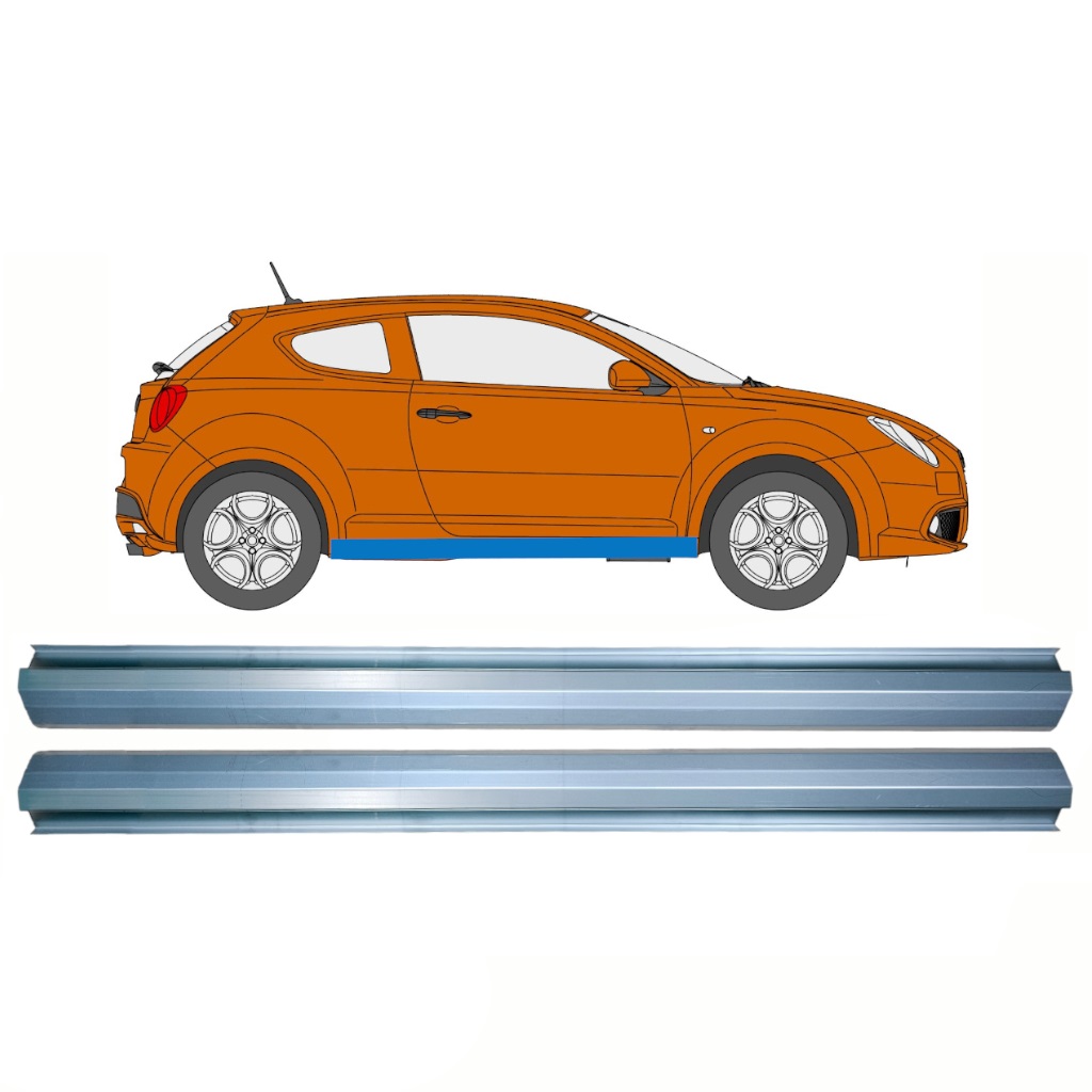 Slenkstis, Apatinė Už Alfa Romeo Mito 2008- / Kairė = Dešinė (Simetriška) / Rinkinys 10708