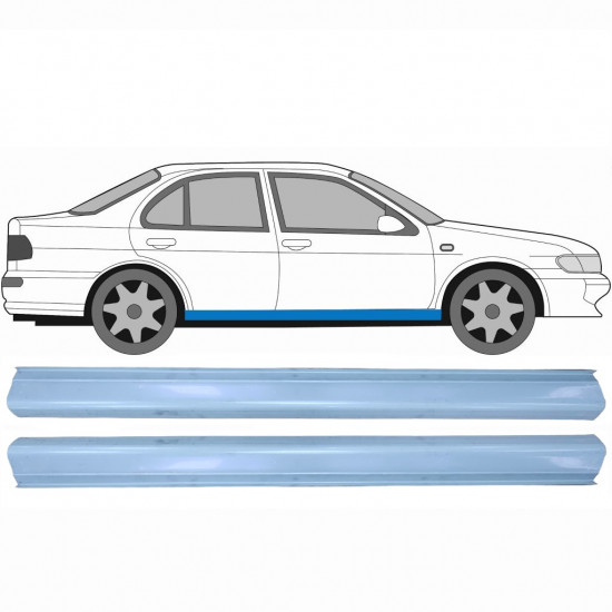 Slenkstis, apatinė už Nissan Almera 1995-1999 / Kairė = Dešinė (simetriška) / Rinkinys 10568