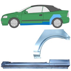Slenkstis apatinė + sparnas galinis už Opel Astra G 1998-2009 / Kairė / COUPE / CABRIO / Rinkinys 12593