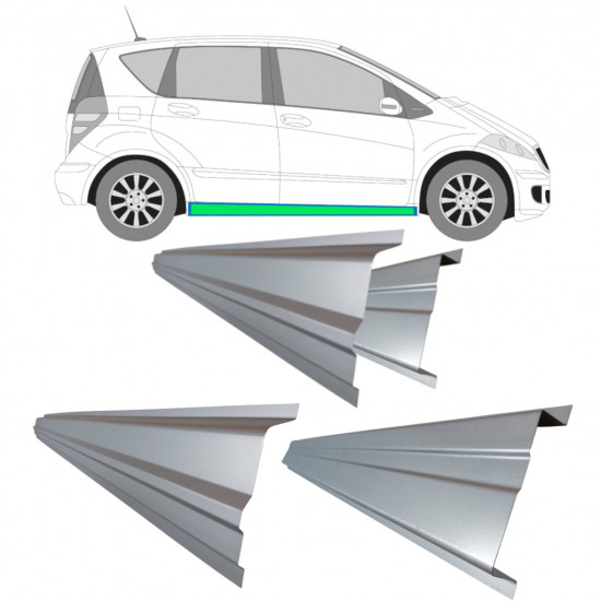 Slenkstis vidinė + išorinė dalis už Mercedes A-class 2004-2012 / Kairė = Dešinė (simetriška) 11156