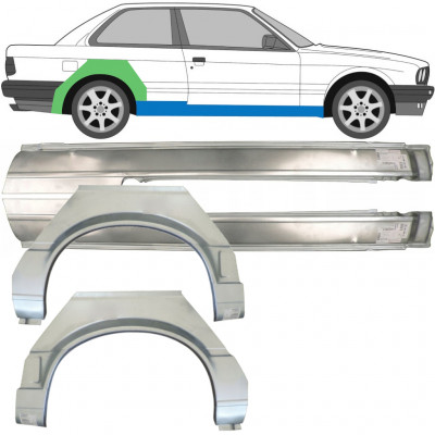 Slenkstis apatinė + sparnas galinis už BMW 3 E30 1987-1994 / Kairė + Dešinė / Rinkinys 9518