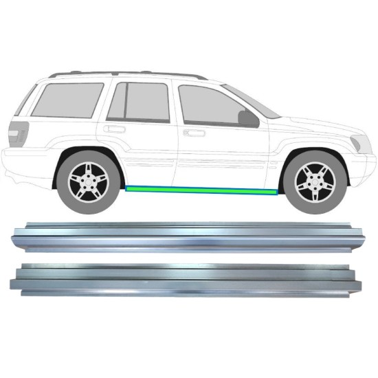 Slenkstis vidinė + išorinė dalis už Jeep Grand Cherokee 1998-2005 / Kairė = Dešinė (simetriška) / Rinkinys 17005