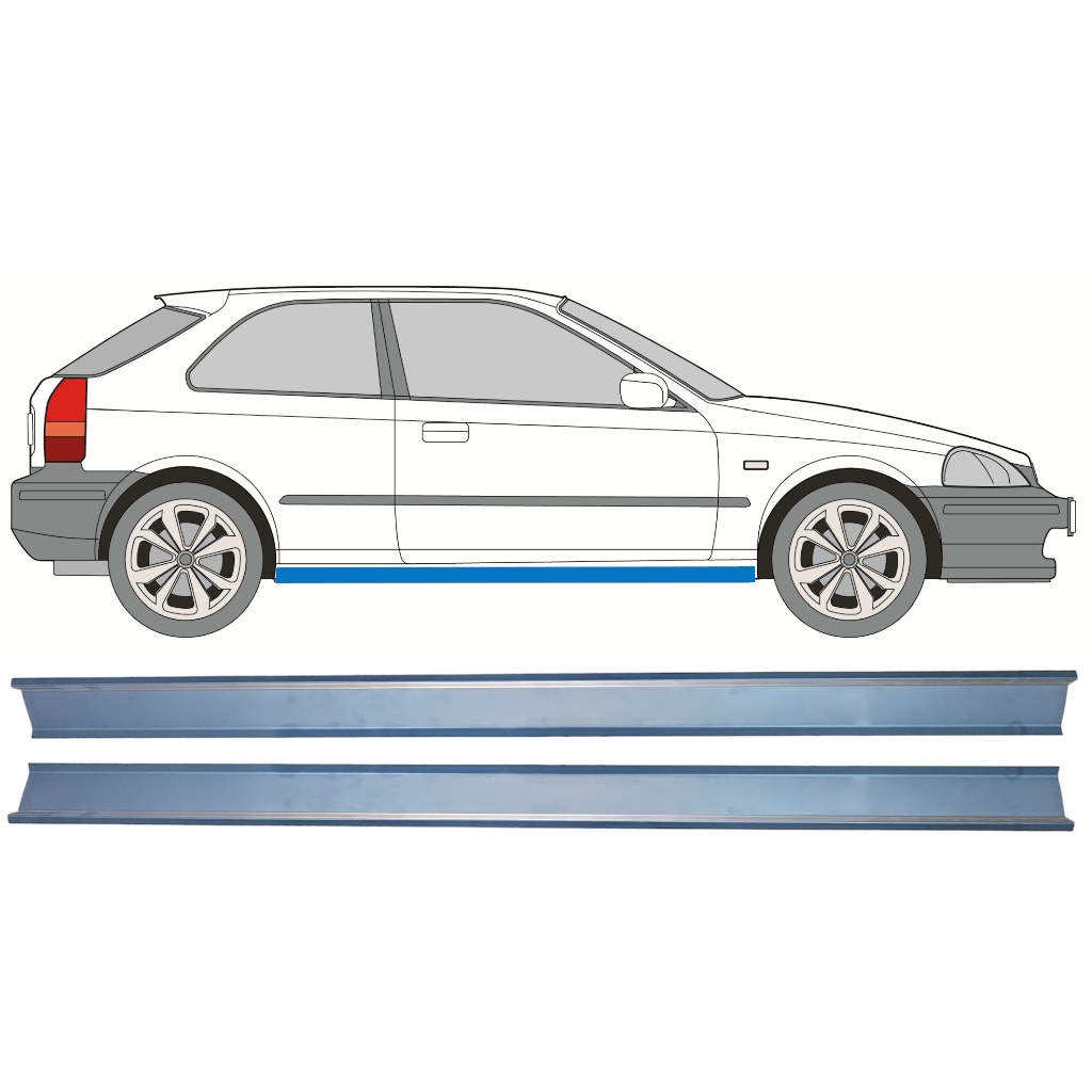 Slenkstis, Apatinė Už Honda Civic 1995-2001 / Kairė = Dešinė (Simetriška) / Rinkinys 10328
