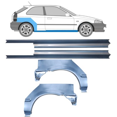 Slenkstis apatinė + sparnas galinis už Honda Civic EJ EK 1995-2001 / Kairė + Dešinė / Rinkinys 10664
