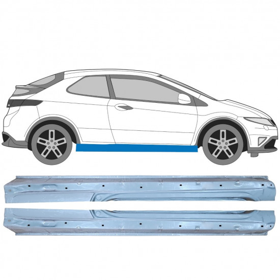 Slenkstis, apatinė už Honda Civic 2005-2011 / Kairė + Dešinė / Rinkinys 10093