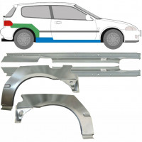 Slenkstis apatinė + sparnas galinis už Honda Civic 1991-1995 / Kairė + Dešinė / Rinkinys 9539