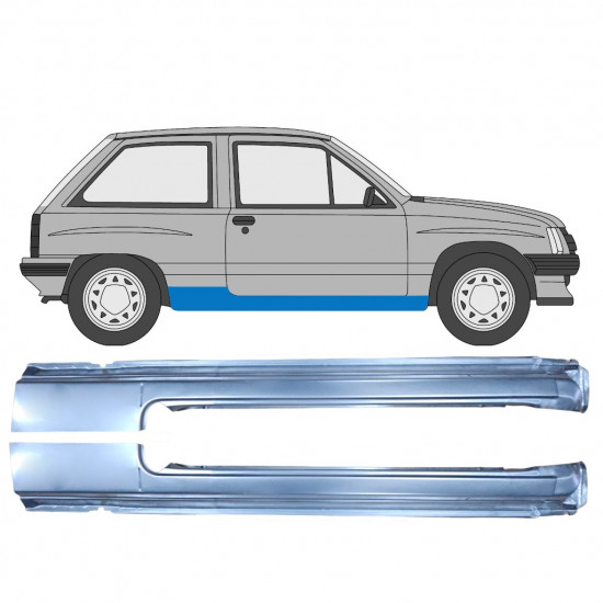 Visas slenkstis už Opel Corsa A 1982-1993  / Kairė + Dešinė / Rinkinys 9793