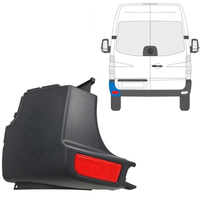 Galinio bamperio kampas + atspindinti lempa už Volkswagen Crafter 2005-2017 / Kairė / Rinkinys 15552