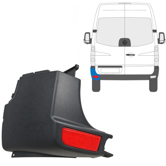 Galinio bamperio kampas + atspindinti lempa už Volkswagen Crafter 2005-2017 / Kairė / Rinkinys 15552