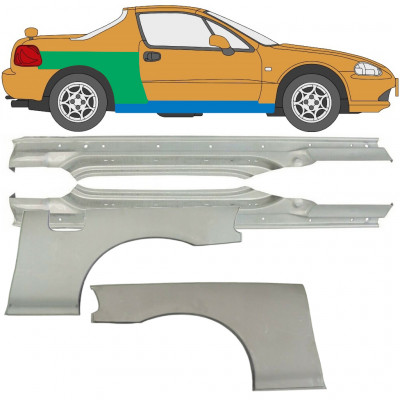 Slenkstis apatinė + sparnas galinis už Honda Civic CRX Del Sol 1992-1998 / Rinkinys 9519