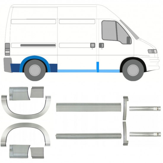 Slenkstis apatinė + sparnas galinis už Fiat Ducato Boxer Relay 1994-2006 / MWB / Rinkinys 11523