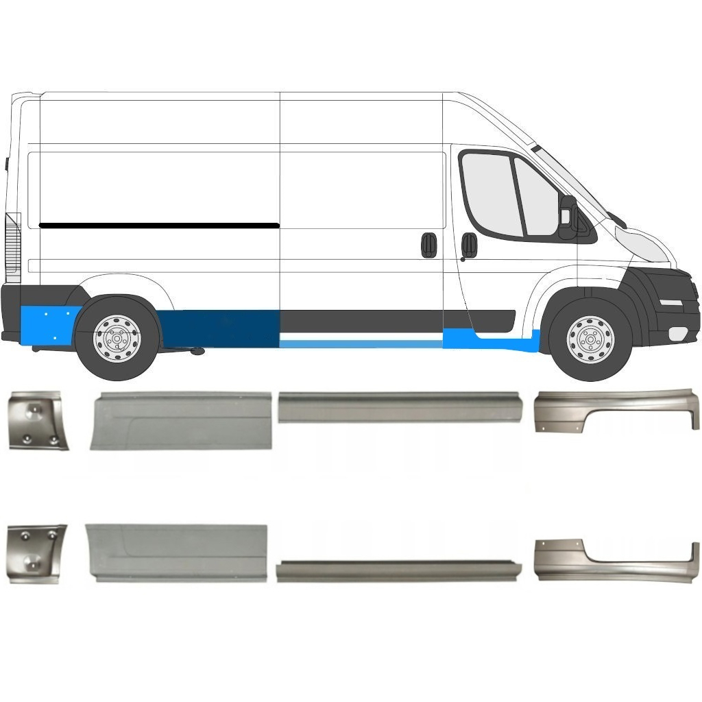 Slenkstis, Apatinė Už Fiat Ducato 2006- / Kairė + Dešinė / Rinkinys 10887