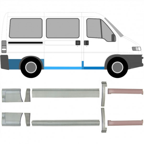 Slenkstis apatinė + sparnas galinis už Fiat Ducato Boxer Relay 1994-2006 / Rinkinys 5087