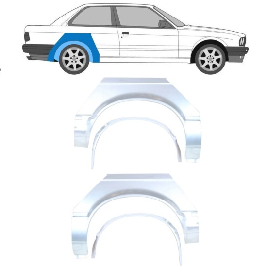 Galinės arkos vidinė + išorinė dalis už BMW 3 E30 1982-1987 / Rinkinys 10850