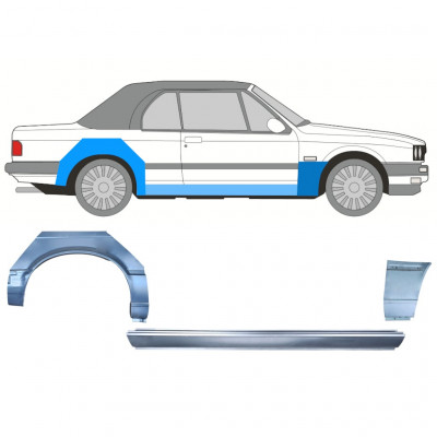 Slenkstis apatinė + sparnas priekinis + sparnas galinis už BMW 3 E30 1985-1987 CABRIO / Dešinė / Rinkinys 12571