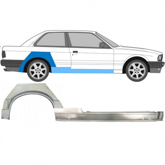 Slenkstis apatinė + sparnas galinis už BMW 3 E30 1987-1994 / Dešinė / Rinkinys 11505