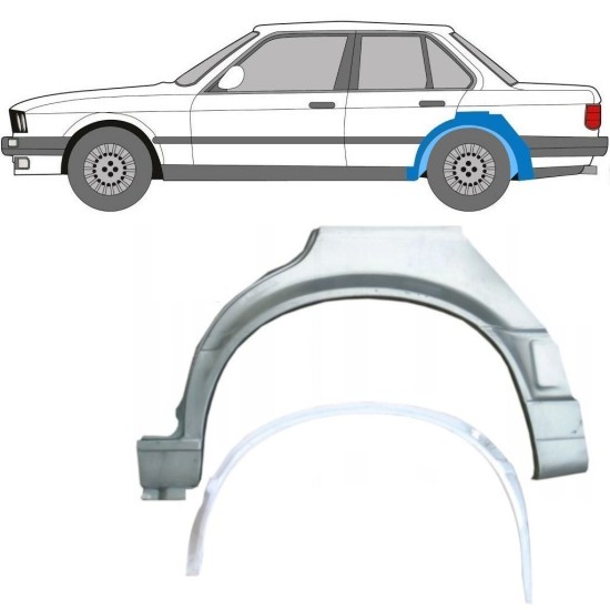 Galinės arkos vidinė + išorinė dalis už BMW 3 E30 1987-1994 / Kairė / Rinkinys 10861