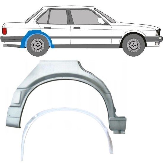 Galinės arkos vidinė + išorinė dalis už BMW 3 E30 1987-1994 / Dešinė / Rinkinys 10860