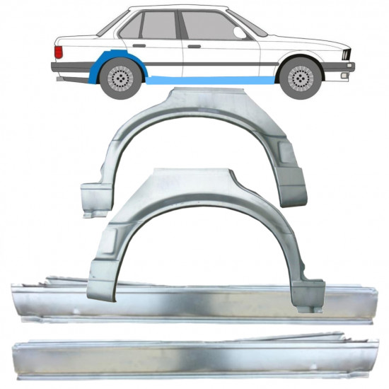 Slenkstis apatinė + sparnas galinis už BMW 3 E30 1987-1994 / Rinkinys 11242