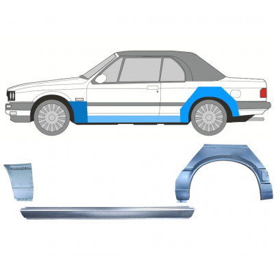 Slenkstis apatinė + sparnas priekinis + sparnas galinis už BMW 3 E30 1987-1994 CABRIO / Kairė / Rinkinys 12575