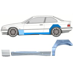 Slenkstis apatinė + sparnas priekinis + sparnas galinis už BMW 3 E36 1990-2000 / Kairė / COUPE / Rinkinys 17026