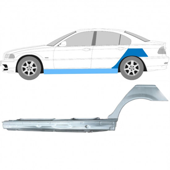 Slenkstis apatinė + sparnas galinis už BMW E46 3 1998-2005 / Kairė / Rinkinys 11259