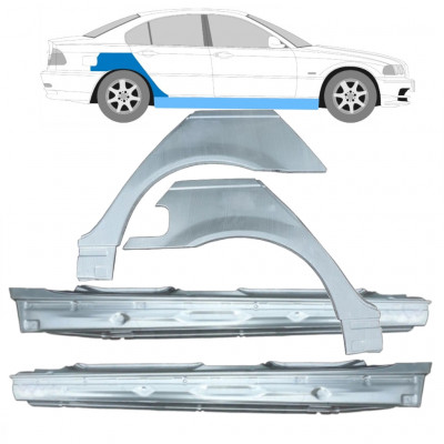 Slenkstis apatinė + sparnas galinis už BMW E46 3 1998-2005 / Rinkinys 11260