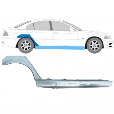 Slenkstis apatinė + sparnas galinis už BMW E46 3 1998-2005 / Dešinė / Rinkinys 11243