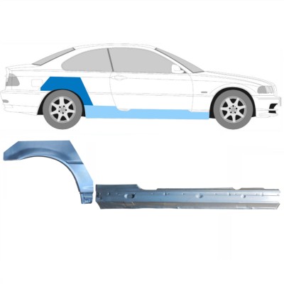 Visas slenkstis + galinio sparno apatinė dalis už BMW 3 E46 1998-2006 / Dešinė / COUPE / Rinkinys 17059