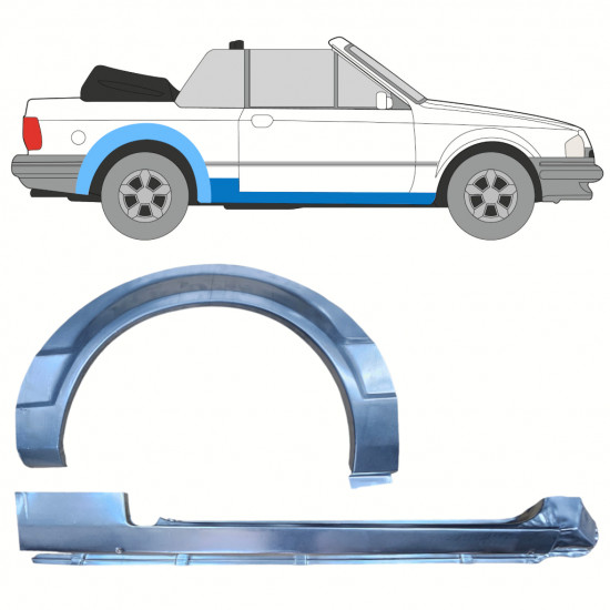 Slenkstis apatinė + sparnas galinis už Ford Escort 1981-1990  CABRIO / Dešinė / Rinkinys 12586