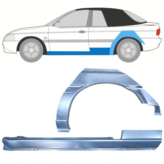 Slenkstis apatinė + sparnas galinis už Ford Escort 1990-2000  CABRIO / Kairė / Rinkinys 12590