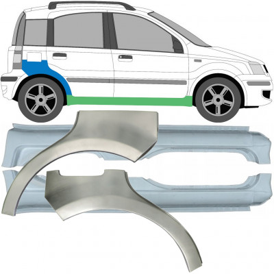 Slenkstis apatinė + sparnas galinis už Fiat Panda 2003-2012 / Kairė + Dešinė / Rinkinys 6496