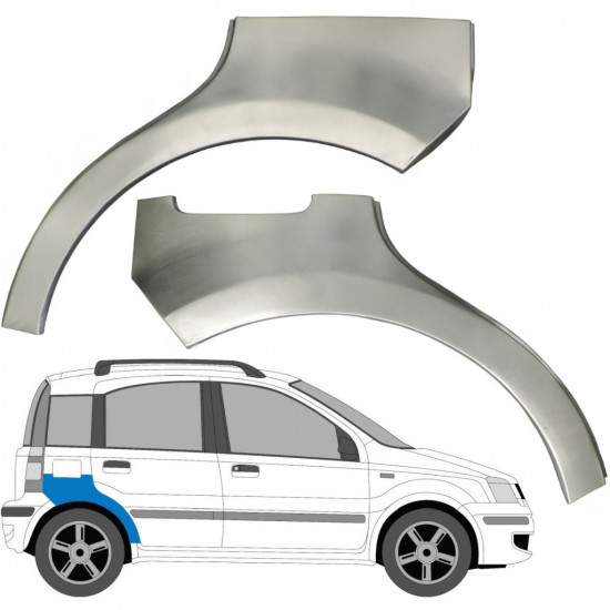 Slenkstis apatinė + sparnas galinis už Fiat Panda 2003-2012 / Kairė + Dešinė / Rinkinys 6496