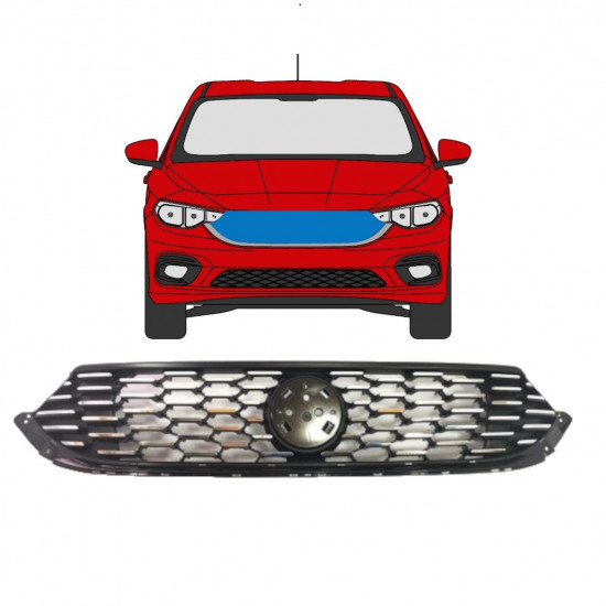 Chromuotos grotelės už Fiat Tipo 2016- 7530