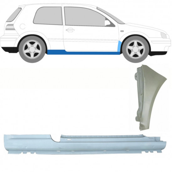 Slenkstis apatinė + sparnas priekinis už VW Golf 4 1997- / Dešinė /  8731