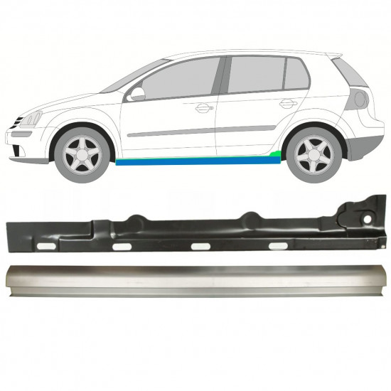 Slenkstis vidinė + išorinė dalis už VW Golf 5 2003-2009 / Kairė / Rinkinys 11709