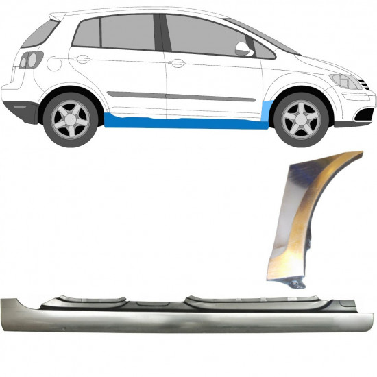 Visas slenkstis + priekinio sparno apatinė dalis už VW Golf Plus 2005- / Dešinė / Rinkinys 10380