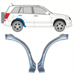 Galinės arkos priekinė dalis už Suzuki Grand Vitara 2005-2014 / Kairė + Dešinė / Rinkinys 10177