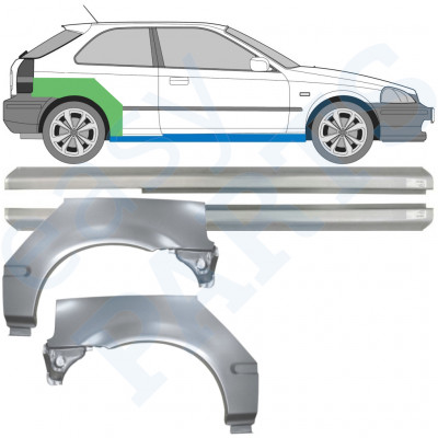 Slenkstis apatinė + sparnas galinis už Honda Civic 1995-2000 / Kairė + Dešinė / Rinkinys 10664