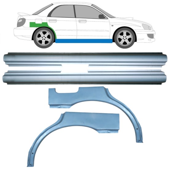 Slenkstis apatinė + sparnas galinis už Subaru Impreza GD GG 2000-2007 / Kairė + Dešinė / Rinkinys 10666