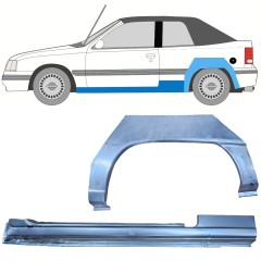 Slenkstis apatinė + sparnas galinis už Opel Kadett E Astra 1984-1993 / Kairė / CABRIO / Rinkinys 12584