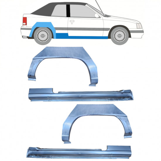 Slenkstis apatinė + sparnas galinis už Opel Kadett E 1987-1993  CABRIO / Rinkinys 12585