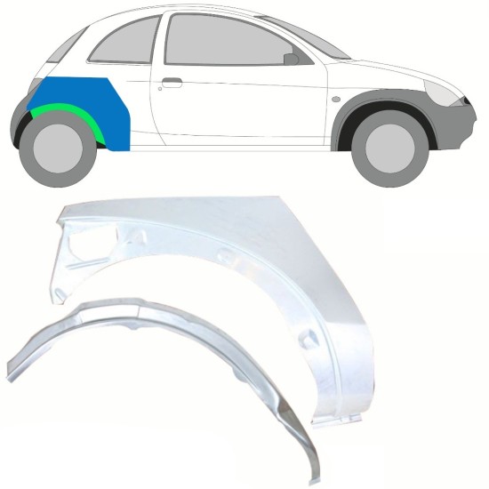 Galinės arkos vidinė + išorinė dalis už Ford KA 1996-2008 / Dešinė / Rinkinys 10775