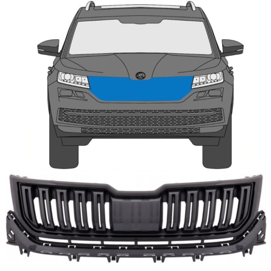 Juodos grotelės už Skoda Kodiaq 2016-2023 / Rinkinys 7547
