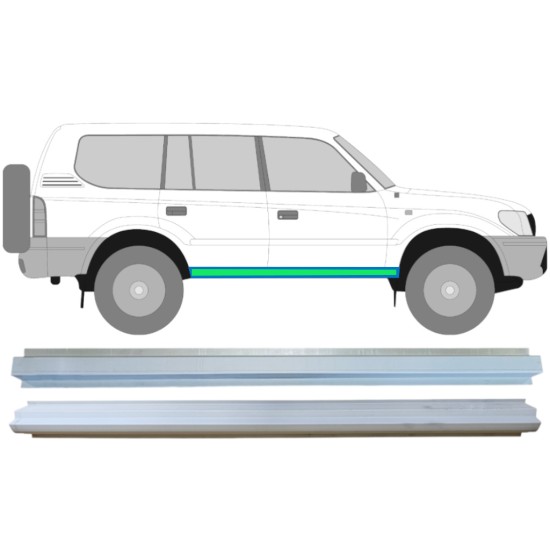 Slenkstis vidinė + išorinė dalis už Toyota Land Cruiser J90 1996-2002 / Kairė = Dešinė (simetriška) / Rinkinys 14852